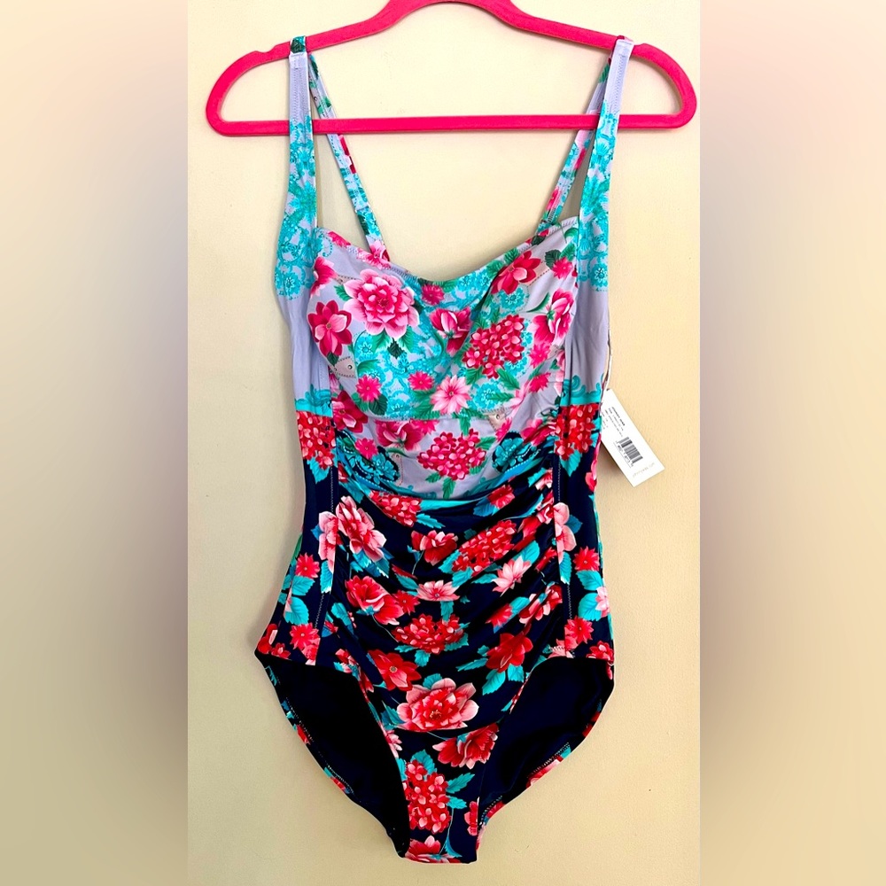 Johnny Was plus size swimsuit. Fits like a 16-18. Very pretty design.